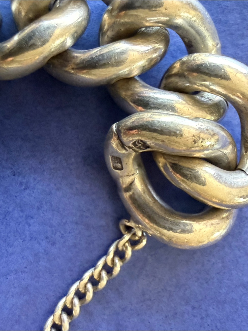 Sterling Silver vintage Polish curb link bracelet weighing 115g from 1980 - Picture 6 of 10